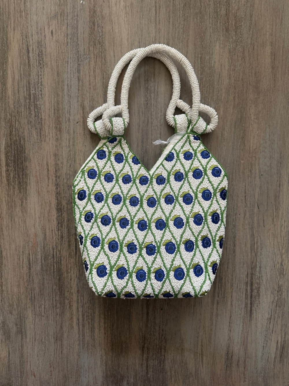 Made In India Beaded Blueberry Print Handbag